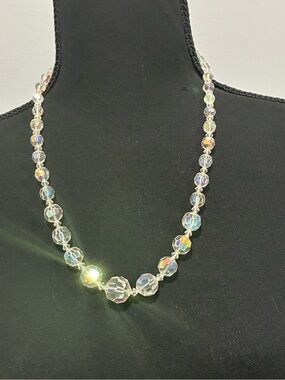 Aurora Crystal Bead Necklace - Clear Iridescent
